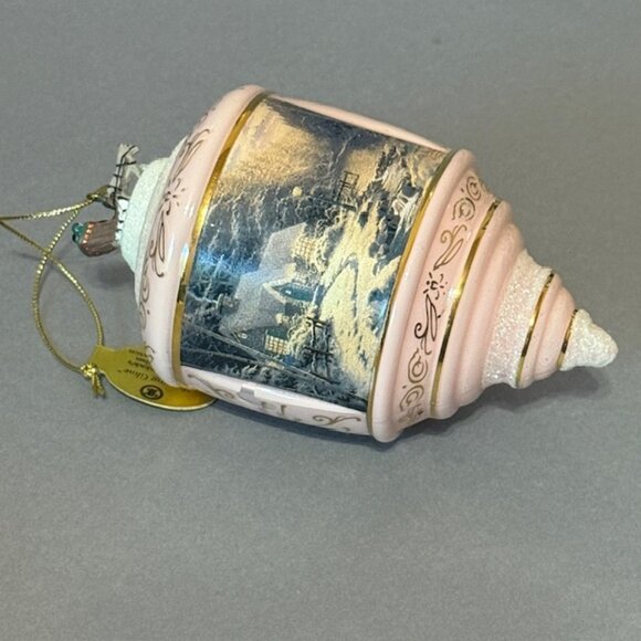 Vintage Thomas Kinkade Christmas Ornament Cottage Bradford Glass Evening Glow - Picture 1 of 4